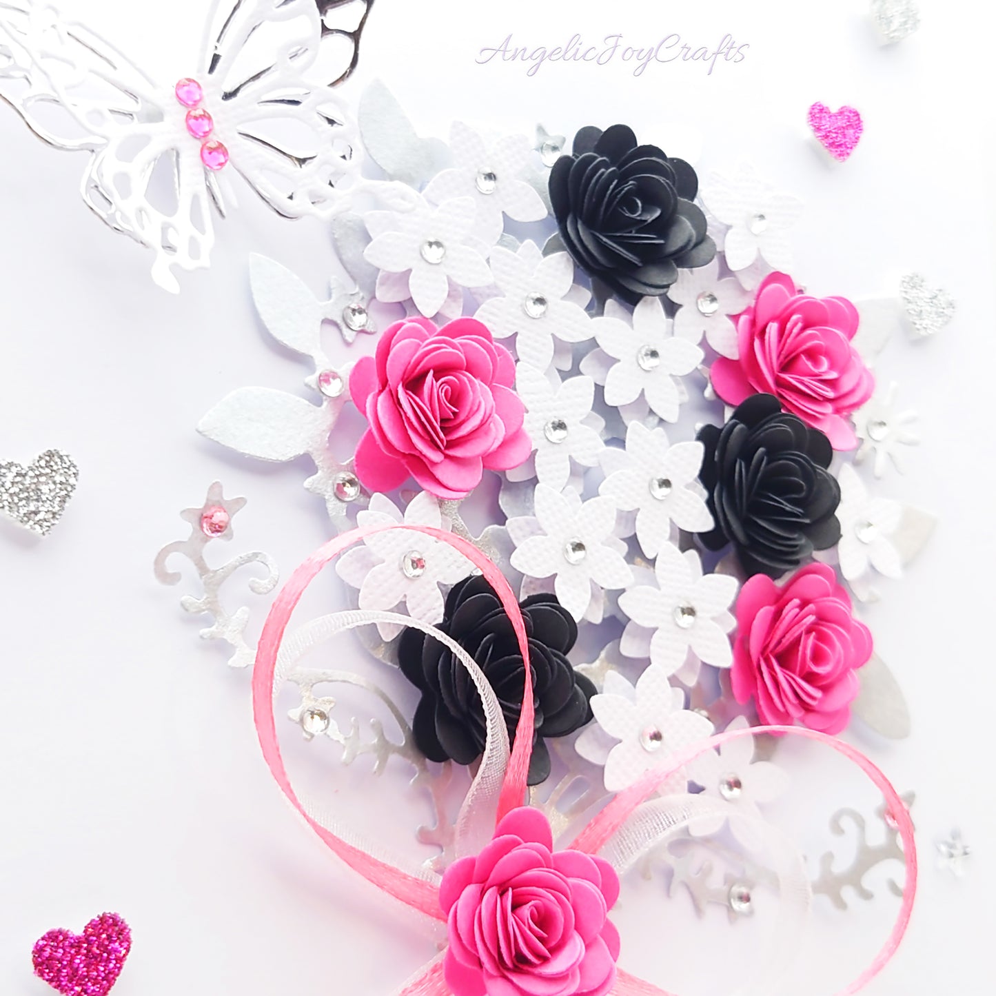 Handmade Personalised 3D Birthday Card with Bow & Flower Bush + Complimentary Gift Box | Birthday | Mother's Day