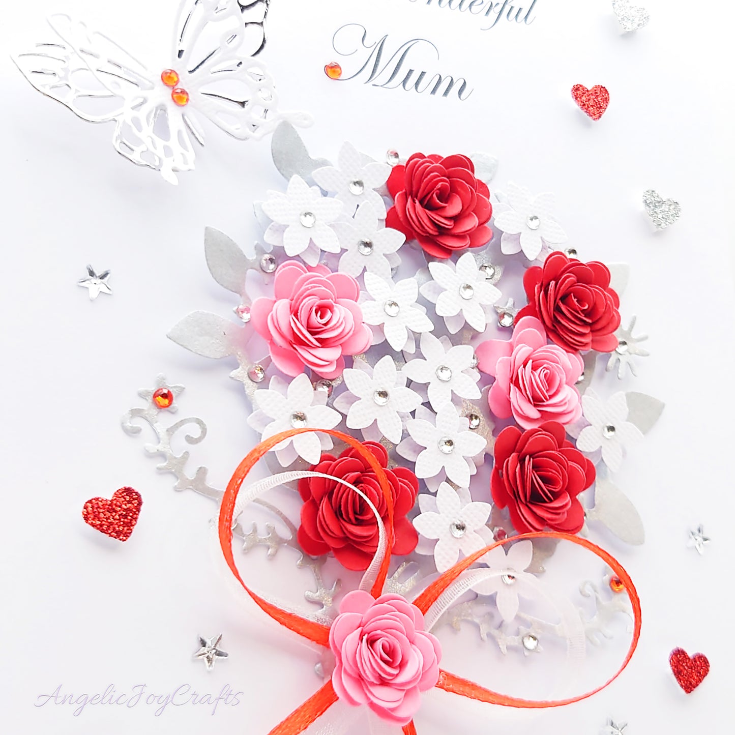 Handmade Personalised 3D Birthday Card with Bow & Flower Bush + Complimentary Gift Box | Birthday | Mother's Day