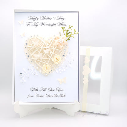 Handmade Personalised 3D Birthday Card with Rustic Heart + Complimentary Gift Box | Birthday | Mother's Day