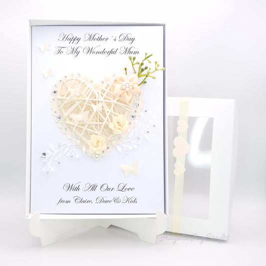 Handmade Personalised 3D Birthday Card with Rustic Heart + Complimentary Gift Box | Birthday | Mother's Day