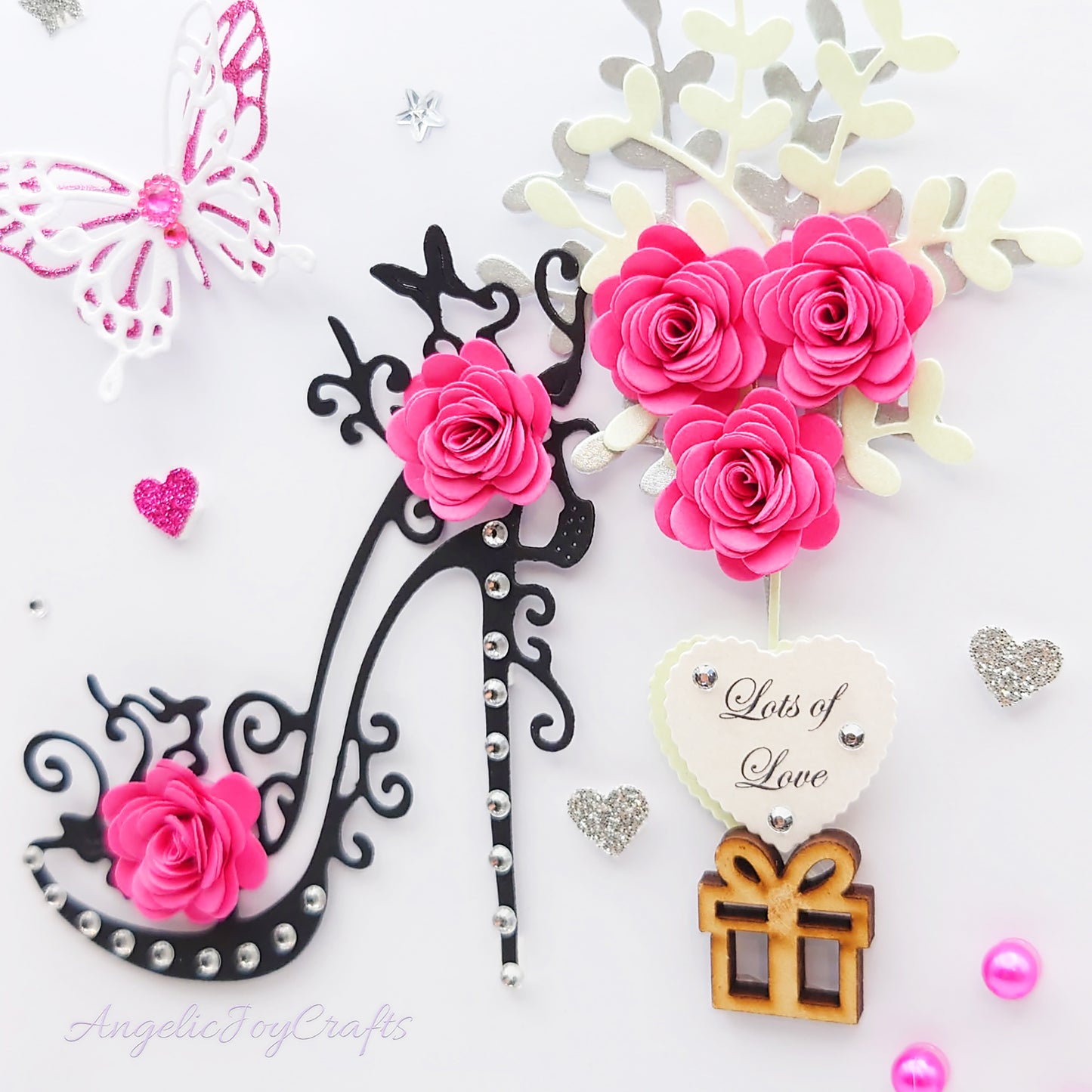 Handmade Personalised 3D Birthday Card with Stiletto & Flower Tree + Complimentary Gift Box | Birthday | Mother's Day