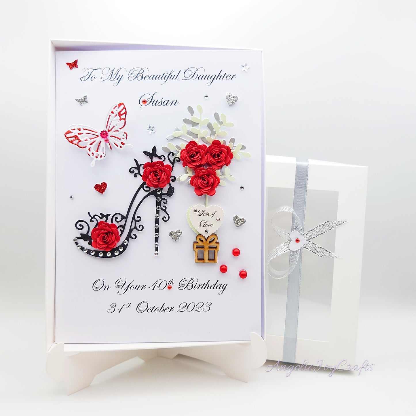 Handmade Personalised 3D Birthday Card with Stiletto & Flower Tree + Complimentary Gift Box | Birthday | Mother's Day