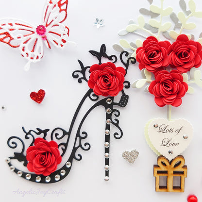 Handmade Personalised 3D Birthday Card with Stiletto & Flower Tree + Complimentary Gift Box | Birthday | Mother's Day