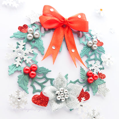 Handmade Personalised 3D Christmas Card with Ornate Wreath & Snowflakes + Complimentary Gift Box | Christmas | Noel | New Year