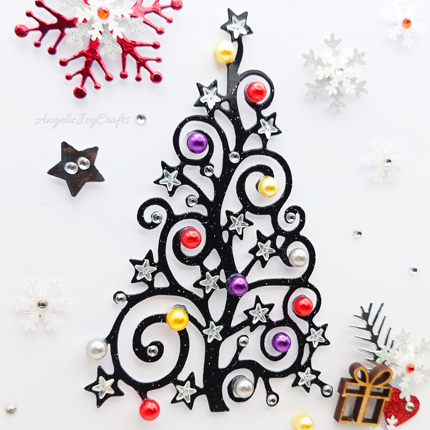 Handmade Personalised 3D Christmas Card with Ornate Christmas Tree & Wooden Gift + Complimentary Gift Box | Christmas | Noel | New Year