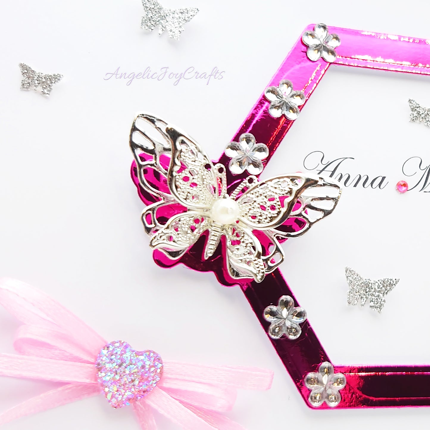 Handmade Personalised 3D Birthday Card with Floral Hexagon & Metallic Butterfly + Complimentary Gift Box | Birthday | Mother's Day