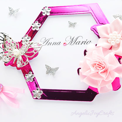 Handmade Personalised 3D Birthday Card with Floral Hexagon & Metallic Butterfly + Complimentary Gift Box | Birthday | Mother's Day