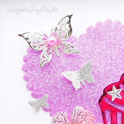Handmade Personalised 3D Mother's Day Card with Flowers, Cupcake & Metallic Butterfly + Complimentary Gift Box | Birthday | Mother's Day