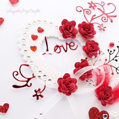 Handmade Personalised 3D Valentine's Day Card with Floral Love Heart + Complimentary Gift Box | Valentine's Day