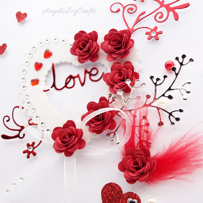 Handmade Personalised 3D Valentine's Day Card with Floral Love Heart + Complimentary Gift Box | Valentine's Day