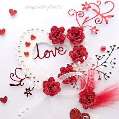 Handmade Personalised 3D Valentine's Day Card with Floral Love Heart + Complimentary Gift Box | Valentine's Day