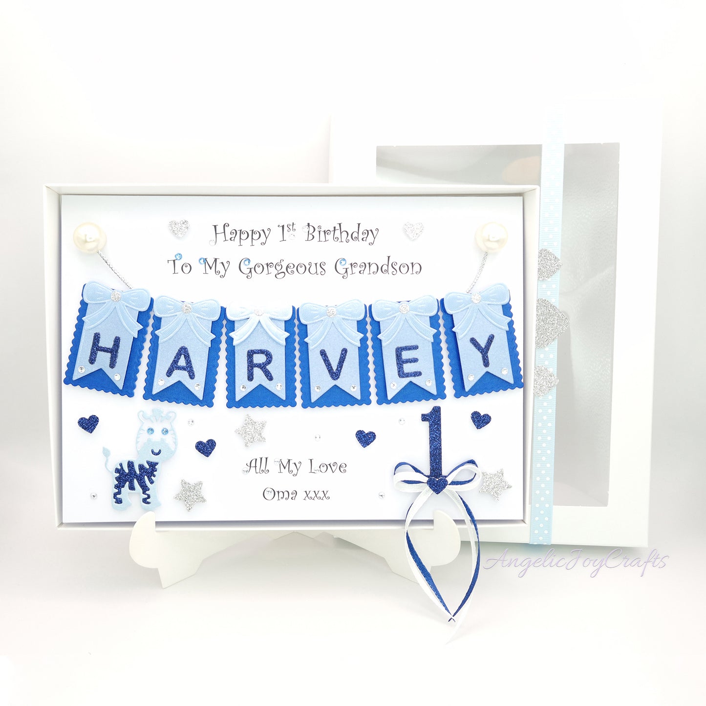 Handmade Personalised 3D Child Birthday Card with Giraffe & Bow + Complimentary Gift Box | Baby Shower | Child Birthday | Baby Born | Birthday
