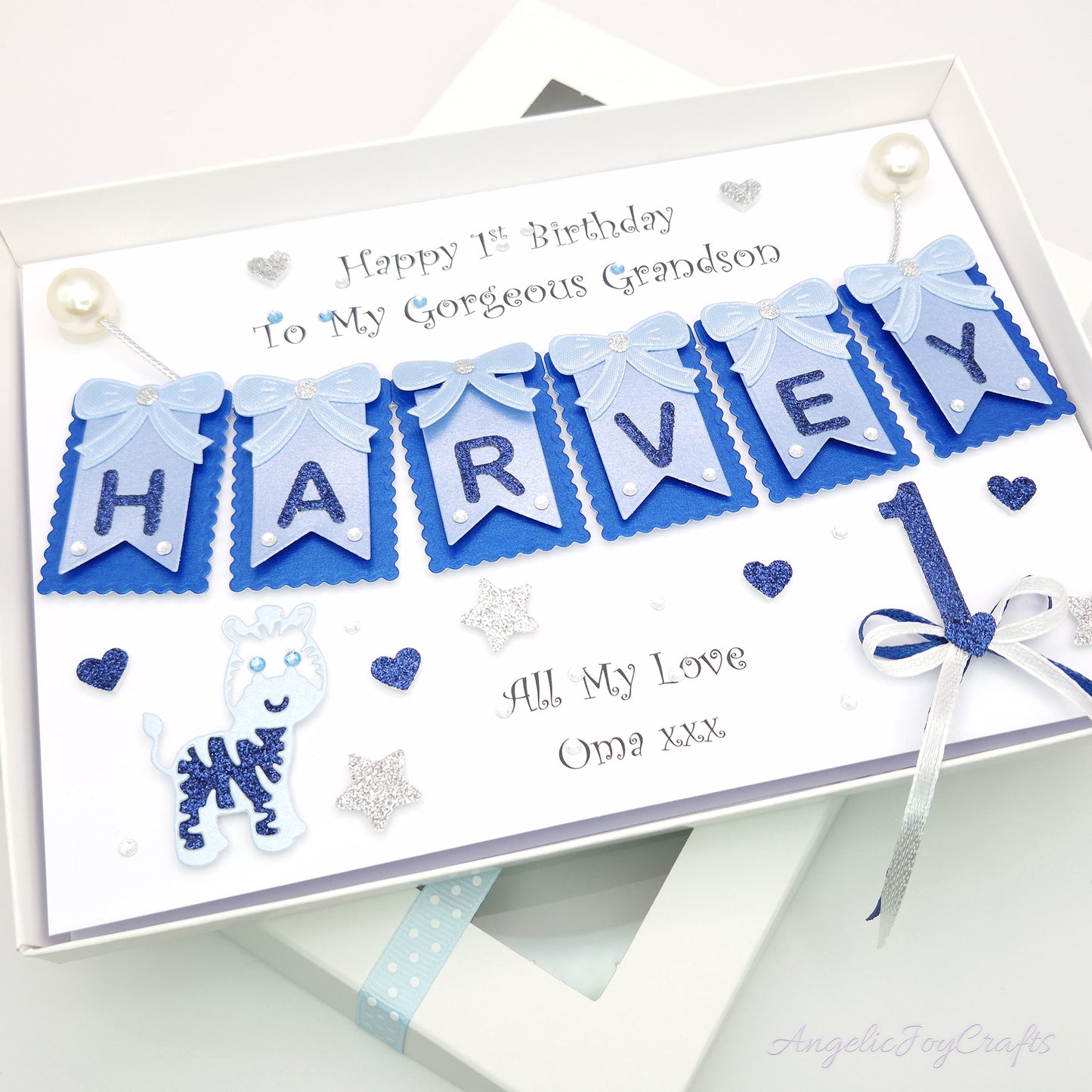Handmade Personalised 3D Child Birthday Card with Giraffe & Bow + Complimentary Gift Box | Baby Shower | Child Birthday | Baby Born | Birthday