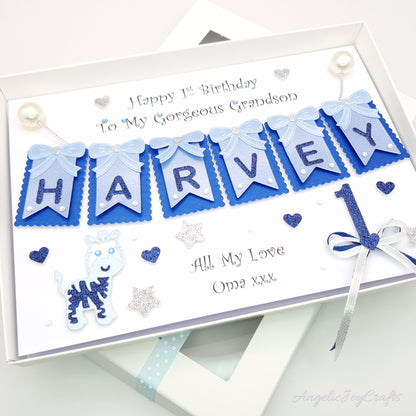 Handmade Personalised 3D Child Birthday Card with Giraffe & Bow + Complimentary Gift Box | Baby Shower | Child Birthday | Baby Born | Birthday