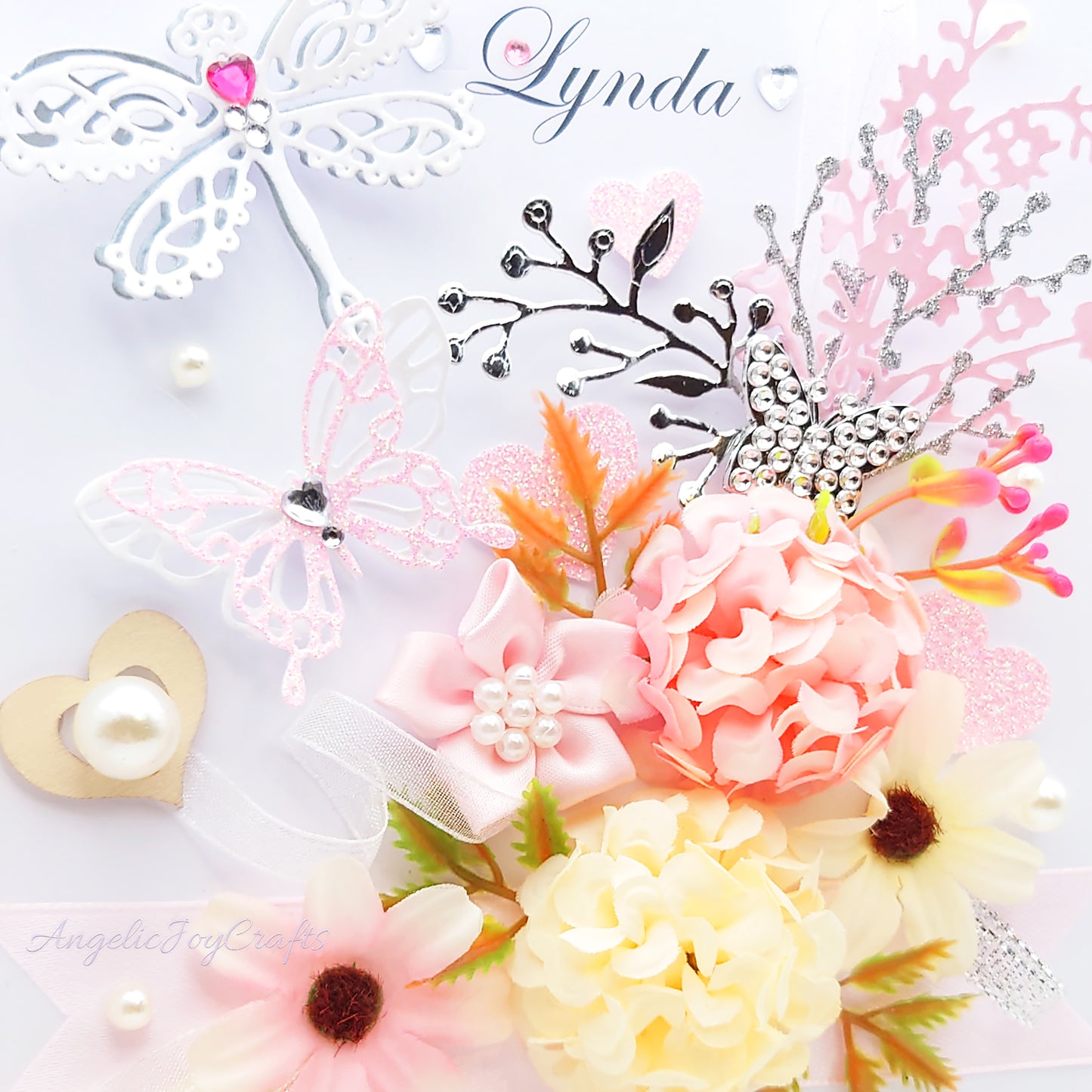 Handmade Personalised 3D Birthday Card with Spring Bouquet & Hearts + Complimentary Gift Box | Birthday | Mother's Day