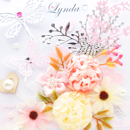 Handmade Personalised 3D Birthday Card with Spring Bouquet & Hearts + Complimentary Gift Box | Birthday | Mother's Day