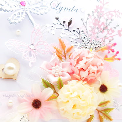 Handmade Personalised 3D Birthday Card with Spring Bouquet & Hearts + Complimentary Gift Box | Birthday | Mother's Day