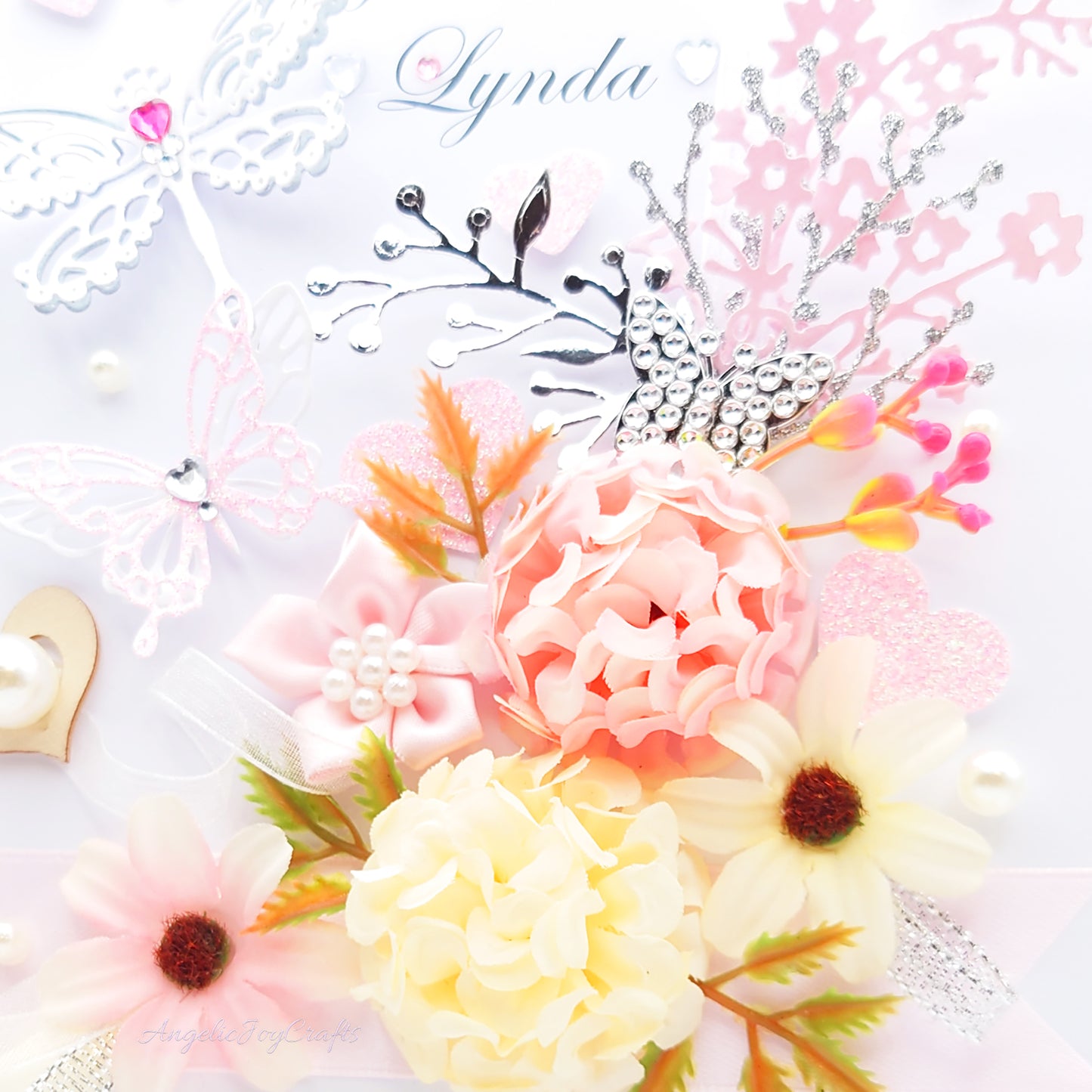 Handmade Personalised 3D Birthday Card with Spring Bouquet & Hearts + Complimentary Gift Box | Birthday | Mother's Day