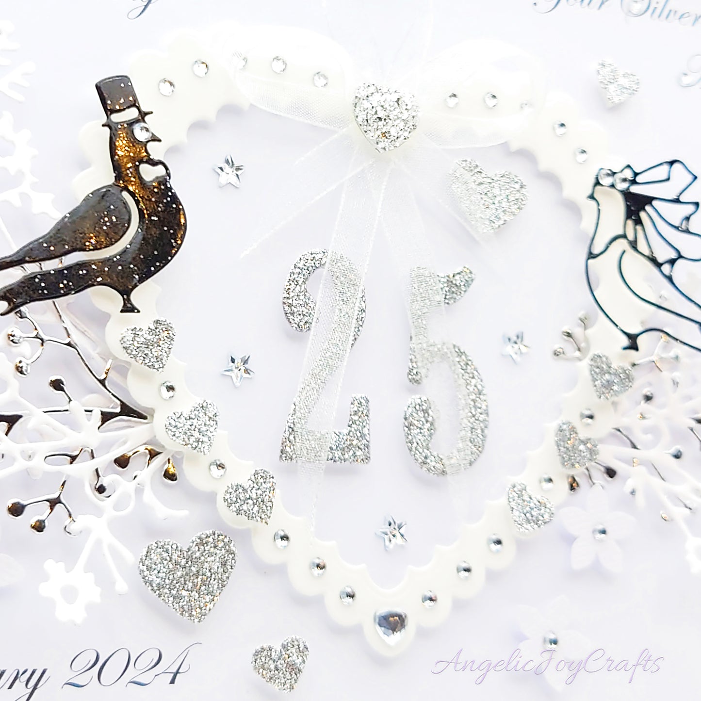 Handmade Personalised 3D Anniversary Card with Floral Heart & Dove Couple + Complimentary Gift Box | Anniversary | Wedding | Engagement