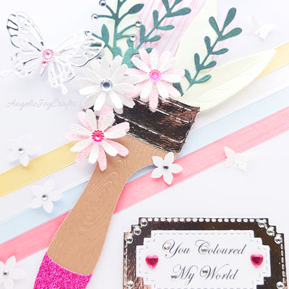 Handmade Personalised 3D Birthday Card with Floral Brush & Butterfly + Complimentary Gift Box | Birthday | Mother's Day