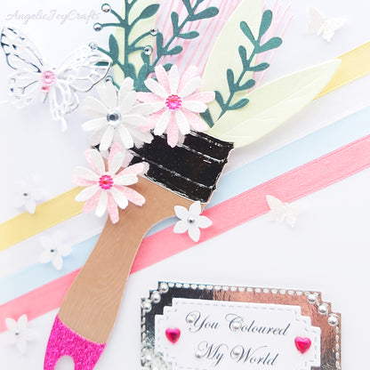 Handmade Personalised 3D Birthday Card with Floral Brush & Butterfly + Complimentary Gift Box | Birthday | Mother's Day