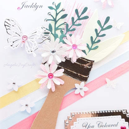 Handmade Personalised 3D Birthday Card with Floral Brush & Butterfly + Complimentary Gift Box | Birthday | Mother's Day