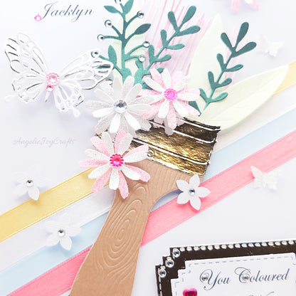 Handmade Personalised 3D Birthday Card with Floral Brush & Butterfly + Complimentary Gift Box | Birthday | Mother's Day