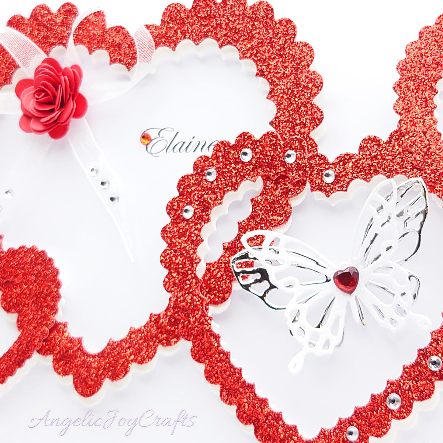 Handmade Personalised 3D Valentine's Day Card with Hearts & Flower Bow + Complimentary Gift Box | Valentine's Day | Birthday | Mother's Day