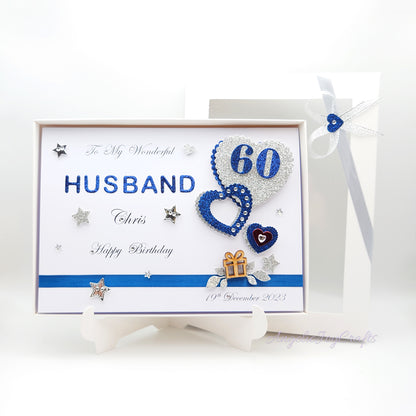 Handmade Personalised 3D Birthday Card with Hearts, Starts & Wooden Gift + Complimentary Gift Box | Birthday | Birthday for Him