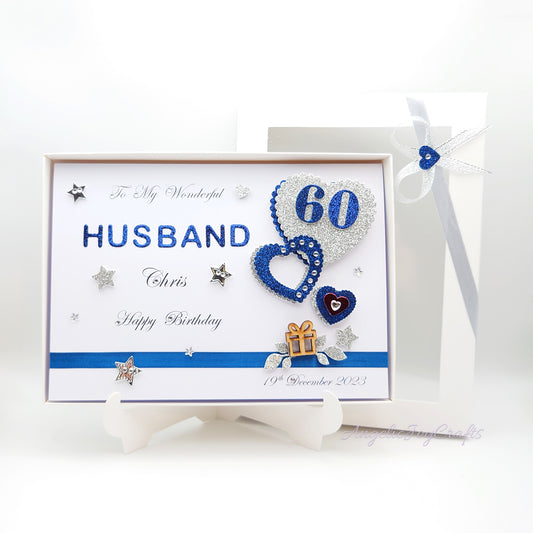 Handmade Personalised 3D Birthday Card with Hearts, Starts & Wooden Gift + Complimentary Gift Box | Birthday | Birthday for Him