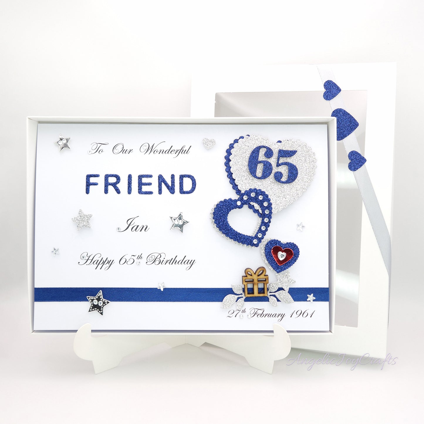 Handmade Personalised 3D Birthday Card with Hearts, Starts & Wooden Gift + Complimentary Gift Box | Birthday | Birthday for Him
