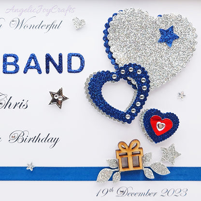 Handmade Personalised 3D Birthday Card with Hearts, Starts & Wooden Gift + Complimentary Gift Box | Birthday | Birthday for Him