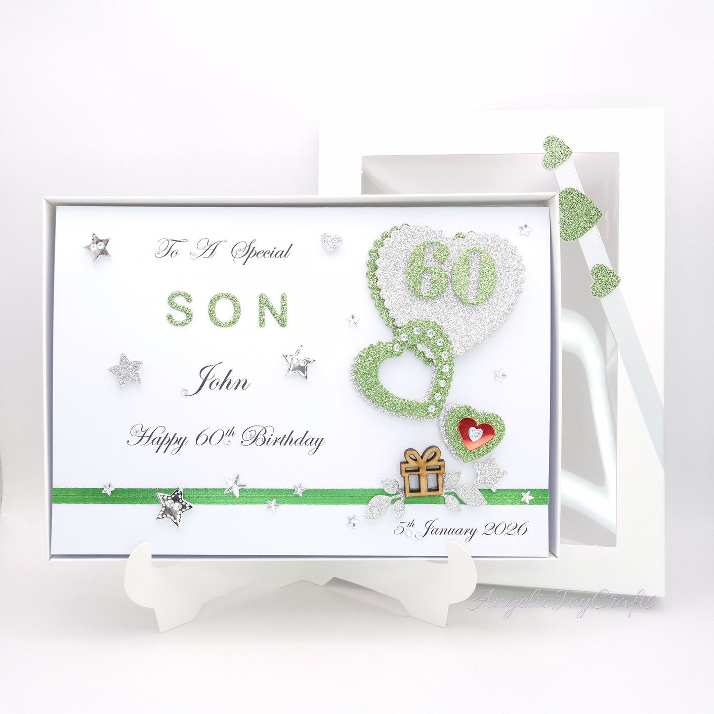 Handmade Personalised 3D Birthday Card with Hearts, Starts & Wooden Gift + Complimentary Gift Box | Birthday | Birthday for Him