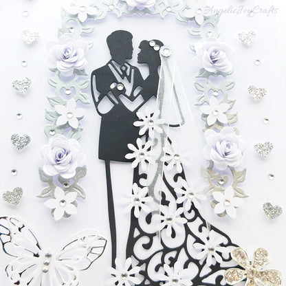 Handmade Personalised 3D Wedding Card with Couple in Floral Arch + Complimentary Gift Box | Anniversary | Wedding | Engagement