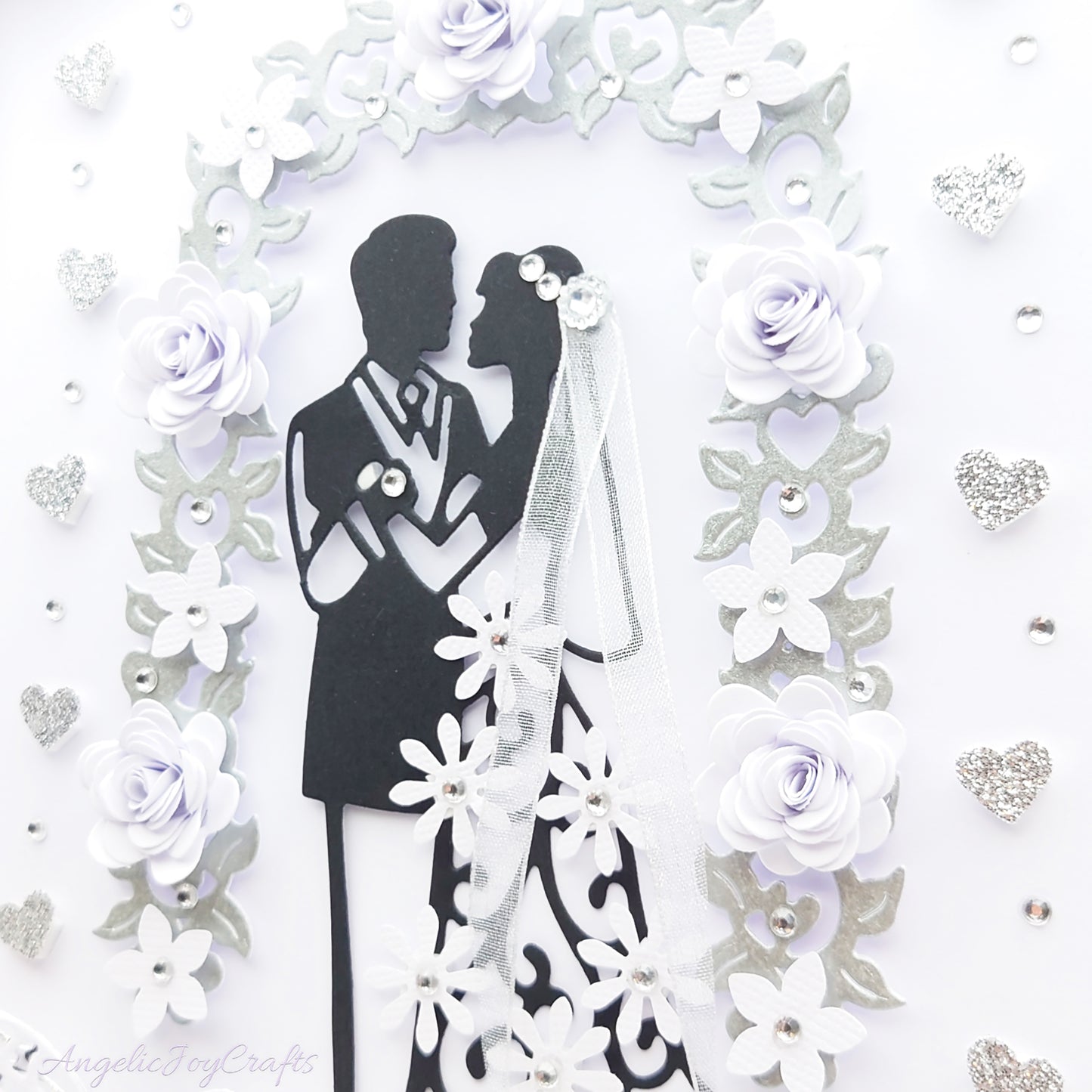 Handmade Personalised 3D Wedding Card with Couple in Floral Arch + Complimentary Gift Box | Anniversary | Wedding | Engagement