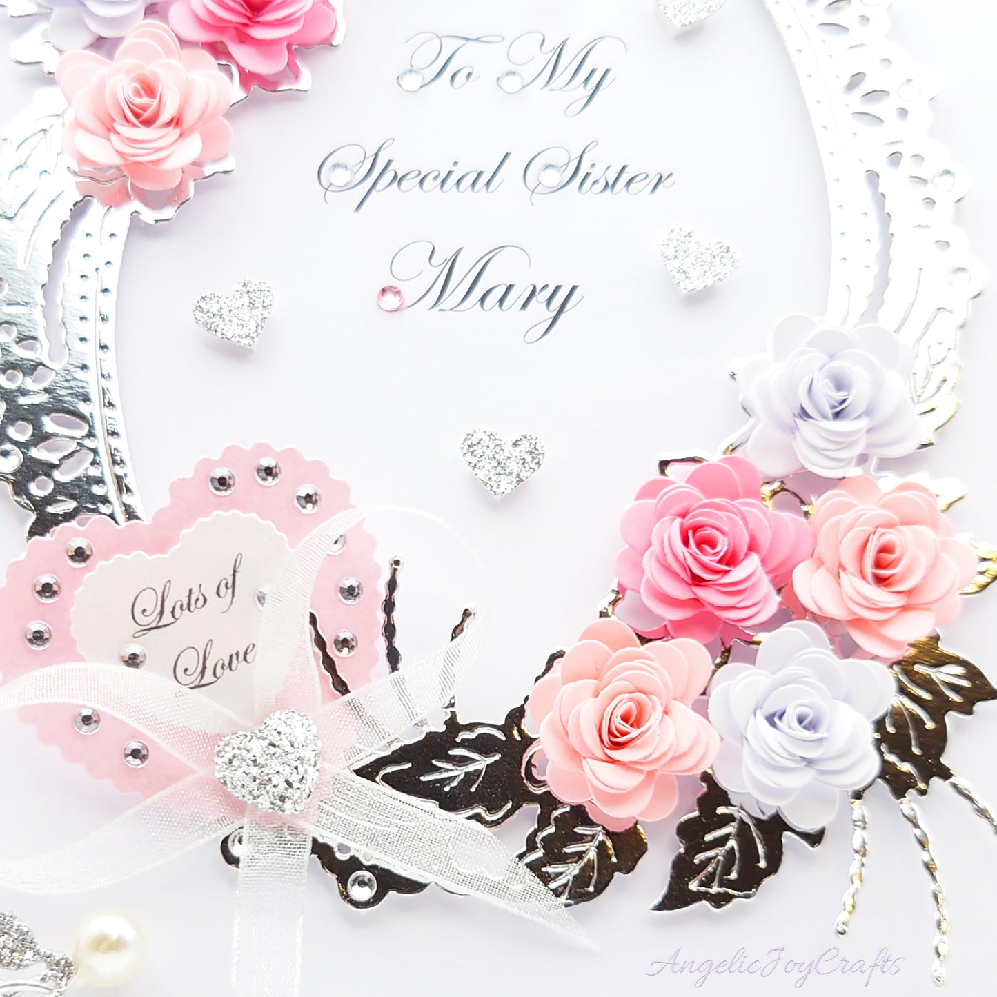 Handmade Personalised 3D Birthday Day Card with Floral Frame Bouquet & Bow + Complimentary Gift Box | Birthday | Mother's Day