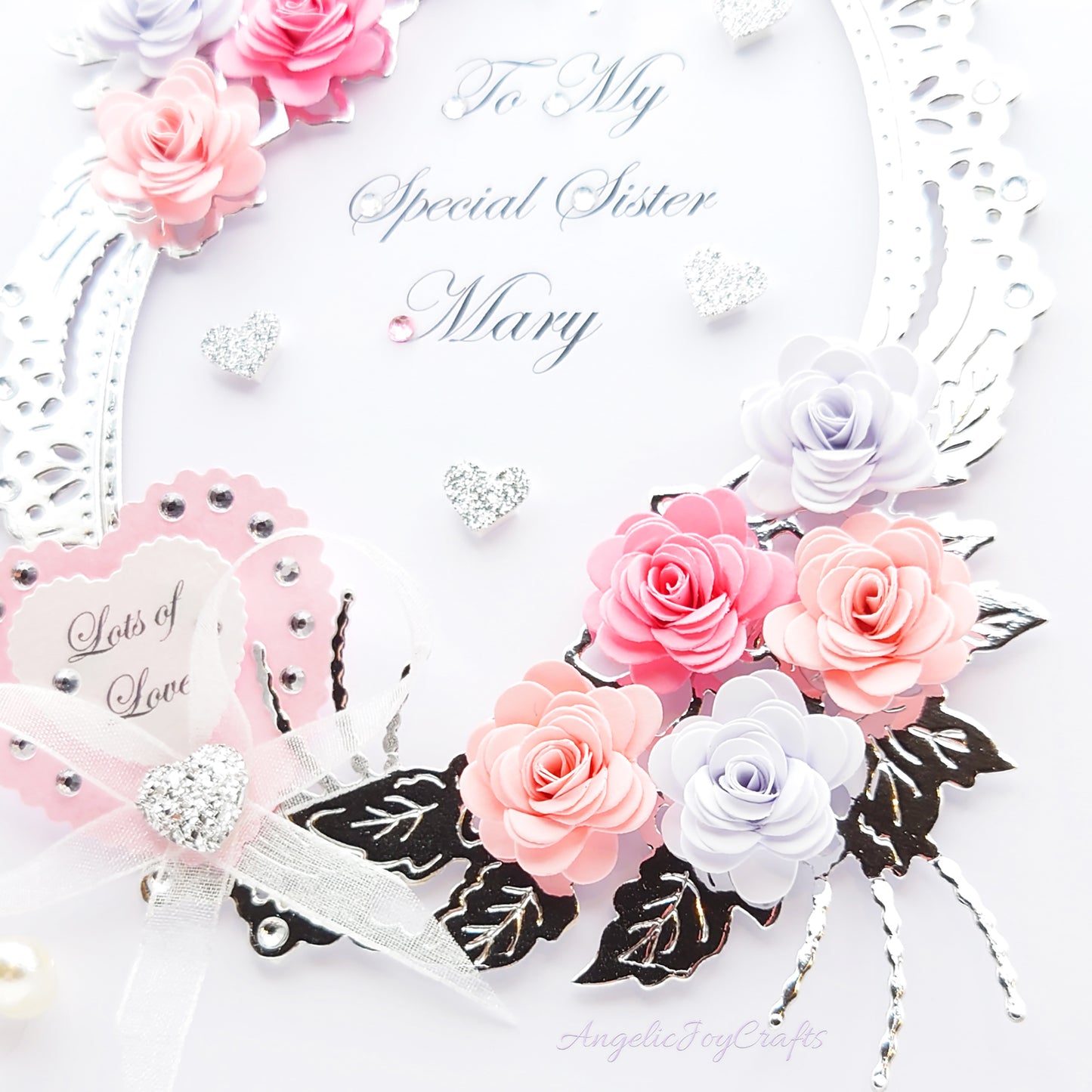 Handmade Personalised 3D Birthday Day Card with Floral Frame Bouquet & Bow + Complimentary Gift Box | Birthday | Mother's Day