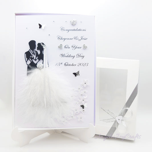 Handmade Personalised 3D Wedding Card with Real Feathers + Complimentary Gift Box | Anniversary | Wedding | Engagement