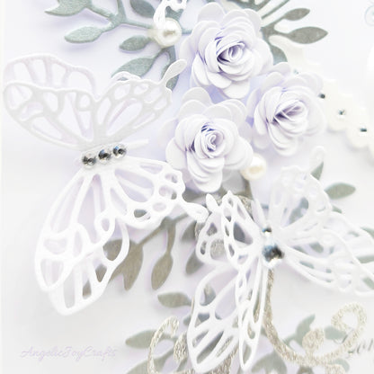 Handmade Personalised 3D Wedding Card with Floral Swirls, Heart & Butterflies + Complimentary Gift Box | Anniversary | Wedding | Engagement