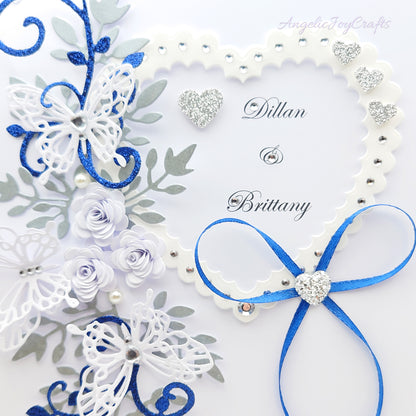 Handmade Personalised 3D Wedding Card with Floral Swirls, Heart & Butterflies + Complimentary Gift Box | Anniversary | Wedding | Engagement