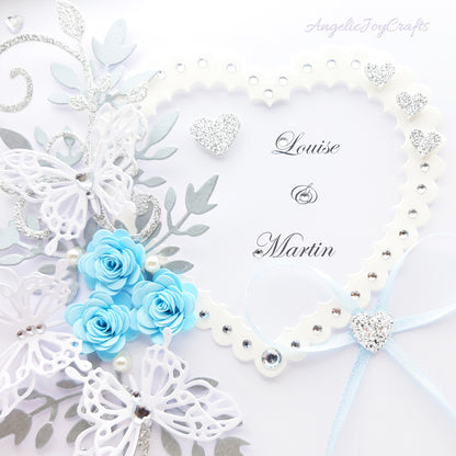 Handmade Personalised 3D Wedding Card with Floral Swirls, Heart & Butterflies + Complimentary Gift Box | Anniversary | Wedding | Engagement