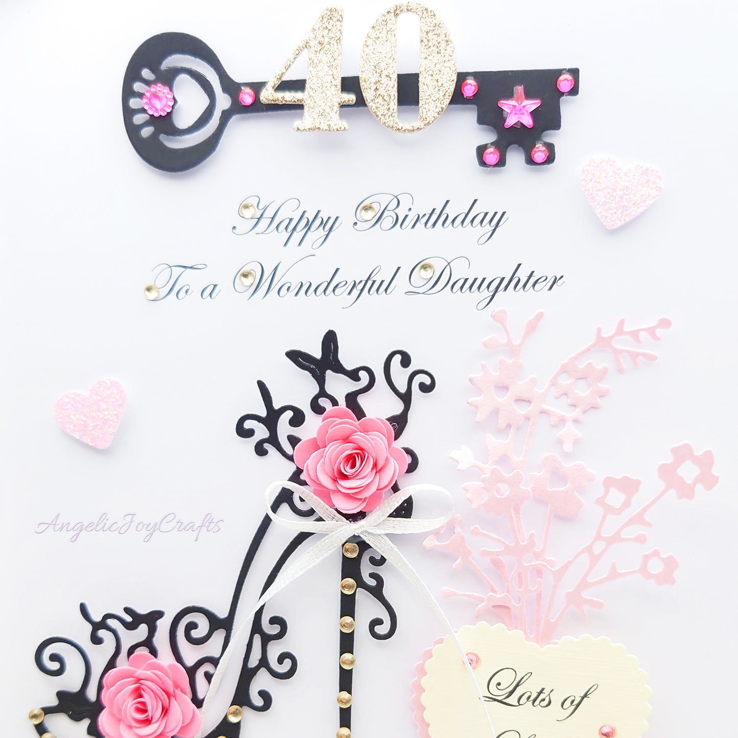 Handmade Personalised 3D Birthday Card with Stiletto, Flowers & Key + Complimentary Gift Box | Birthday | Mother's Day