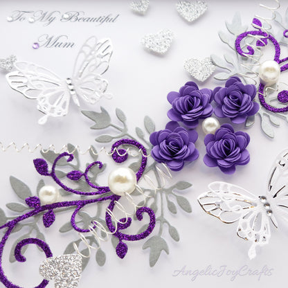 Handmade Personalised 3D Birthday Card with Floral Swirls & Butterflies + Complimentary Gift Box | Birthday | Mother's Day