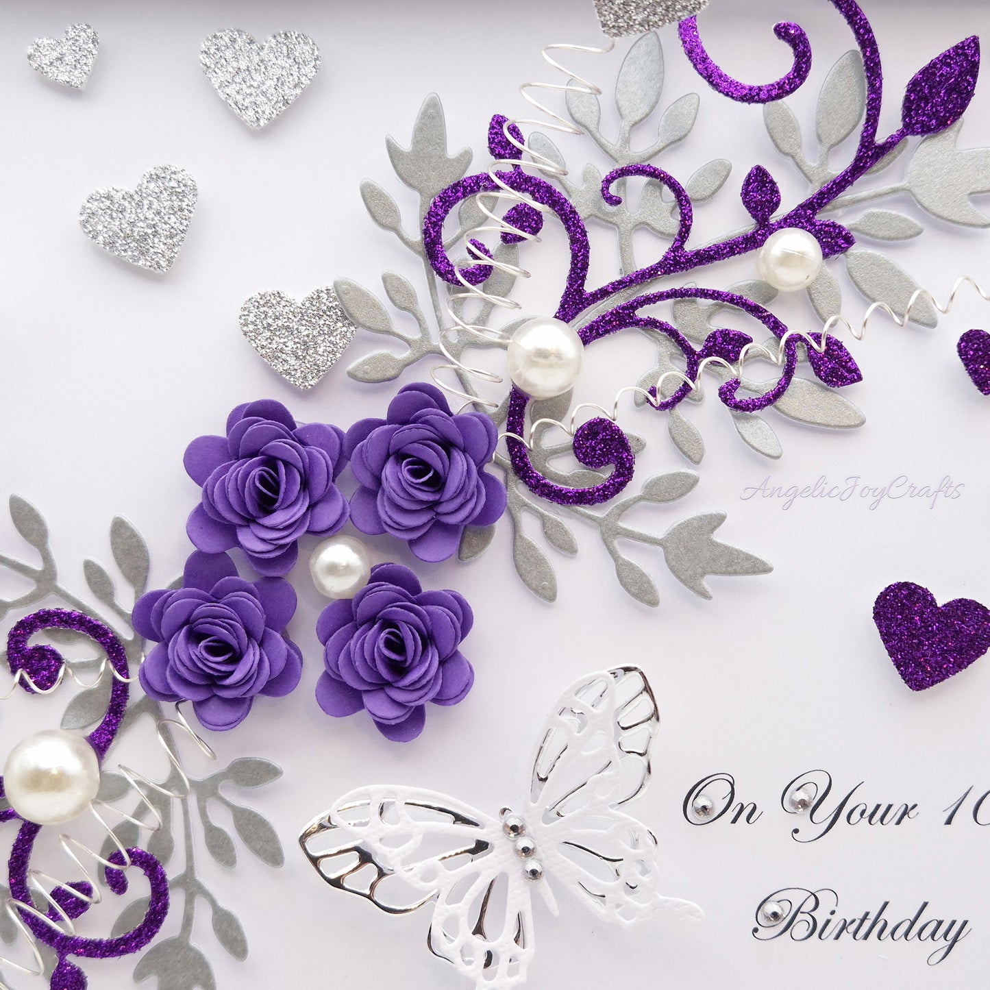 Handmade Personalised 3D Birthday Card with Floral Swirls & Butterflies + Complimentary Gift Box | Birthday | Mother's Day