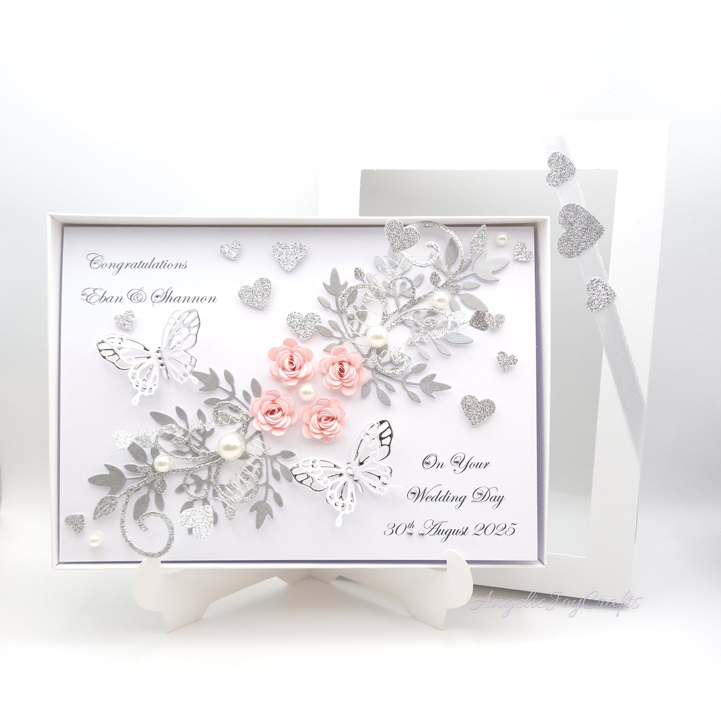Handmade Personalised 3D Ruby Anniversary Card with Floral Swirls & Butterflies + Complimentary Gift Box | Anniversary | Wedding | Engagement