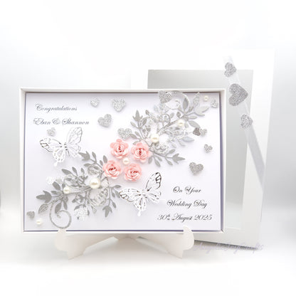Handmade Personalised 3D Ruby Anniversary Card with Floral Swirls & Butterflies + Complimentary Gift Box | Anniversary | Wedding | Engagement