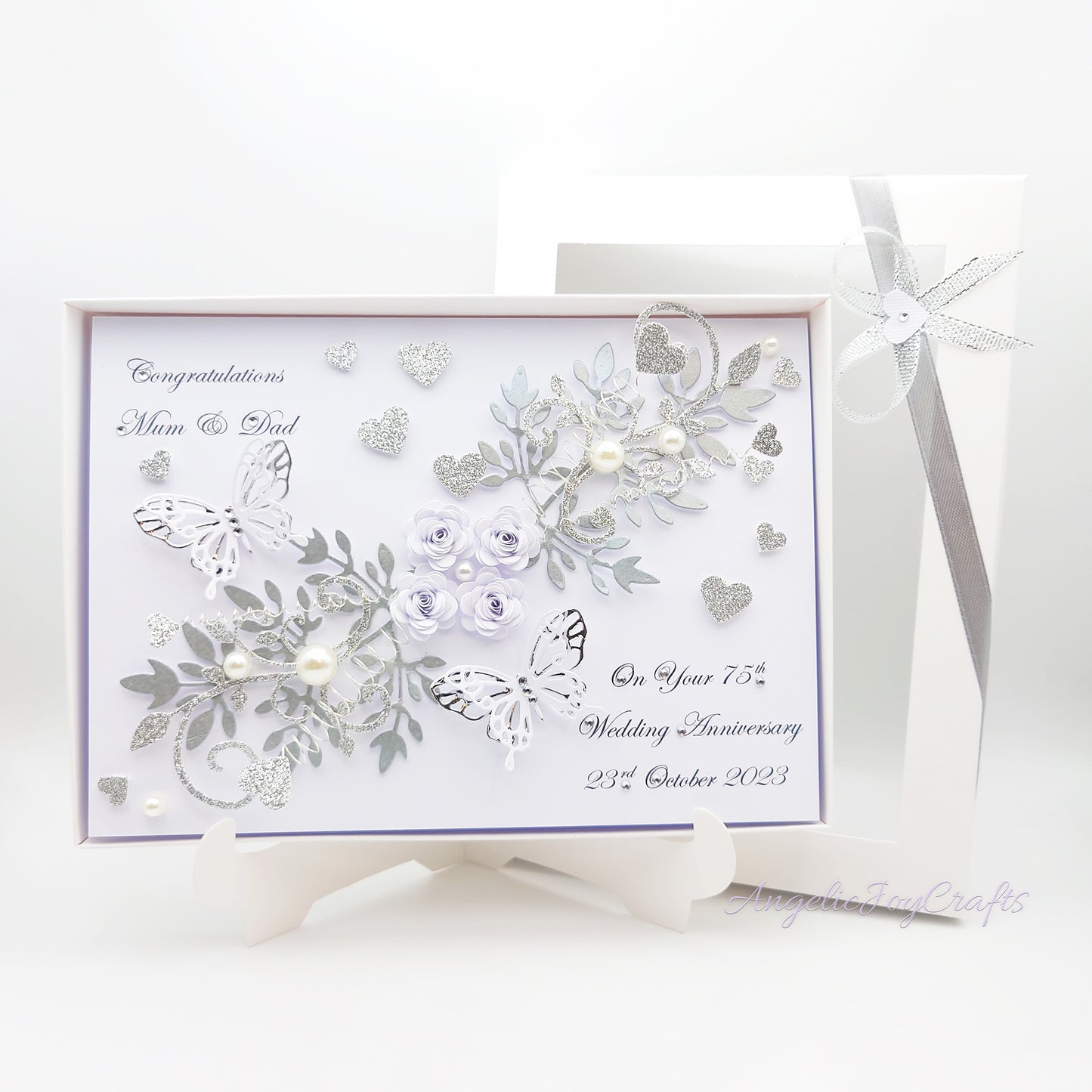 Handmade Personalised 3D Ruby Anniversary Card with Floral Swirls & Butterflies + Complimentary Gift Box | Anniversary | Wedding | Engagement