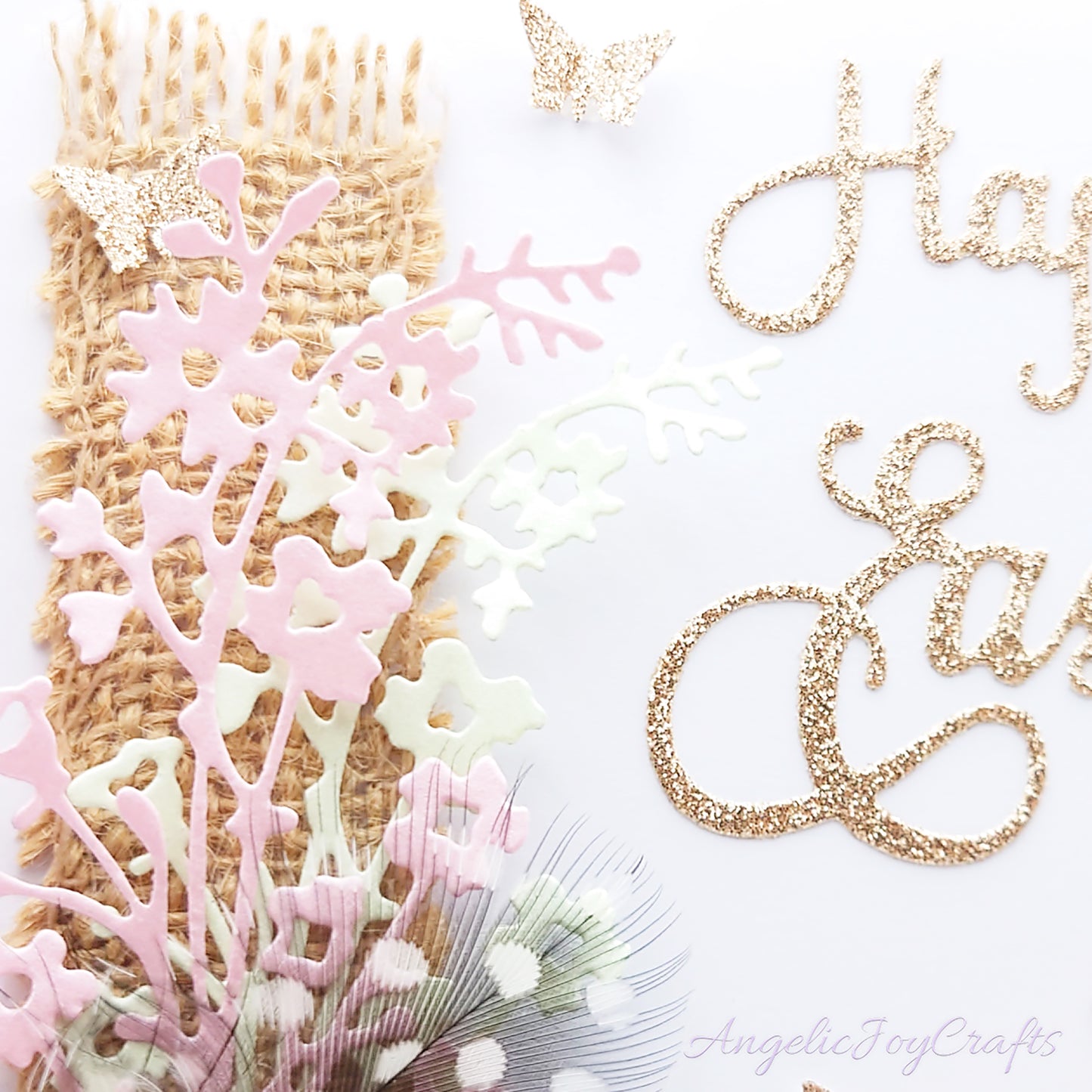 Handmade Personalised 3D Easter Card with Rabbit, Flowers & Feathers + Complimentary Gift Box | Easter