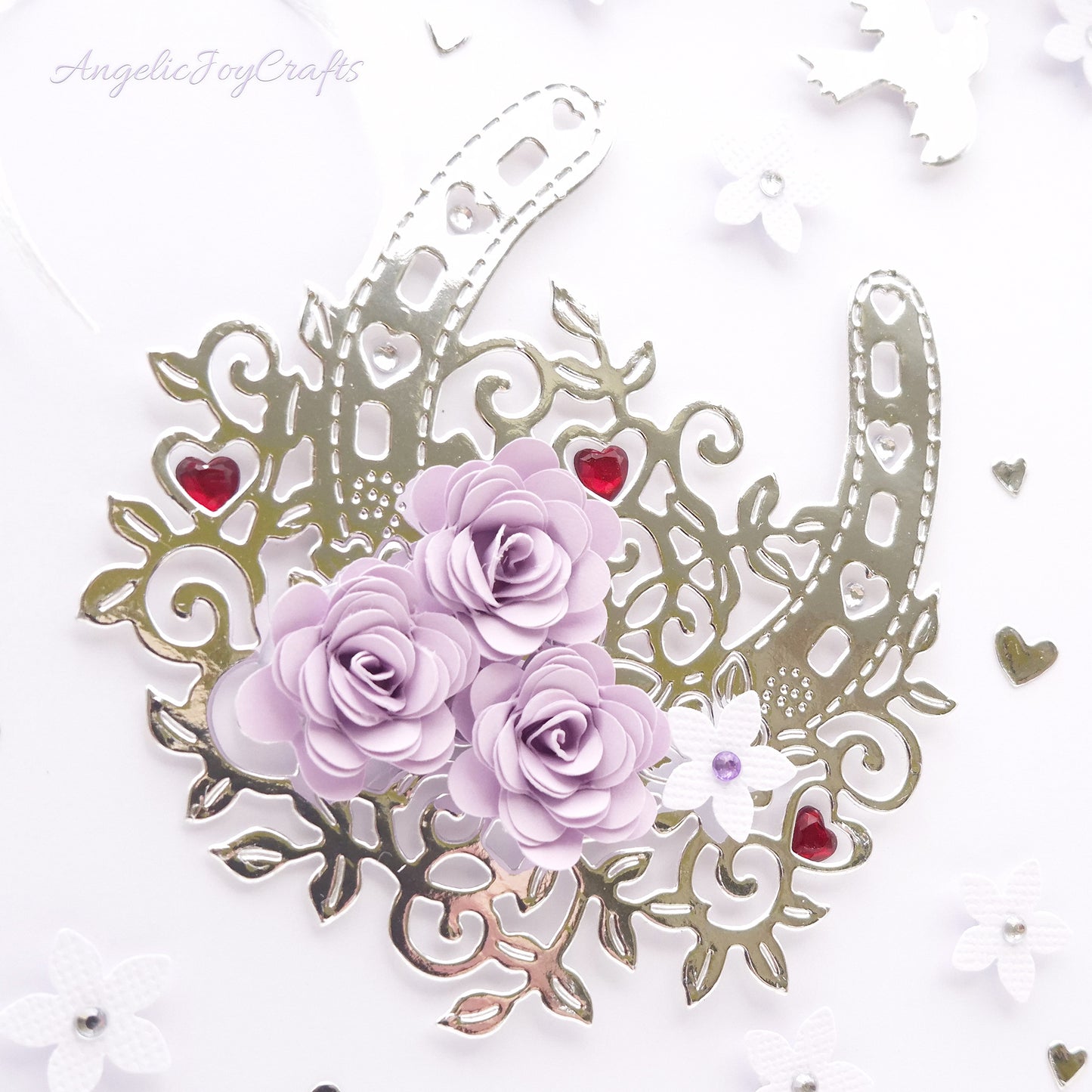 Handmade Personalised 3D Wedding Card with Lucky Floral Horseshoe + Complimentary Gift Box | Anniversary | Wedding | Engagement