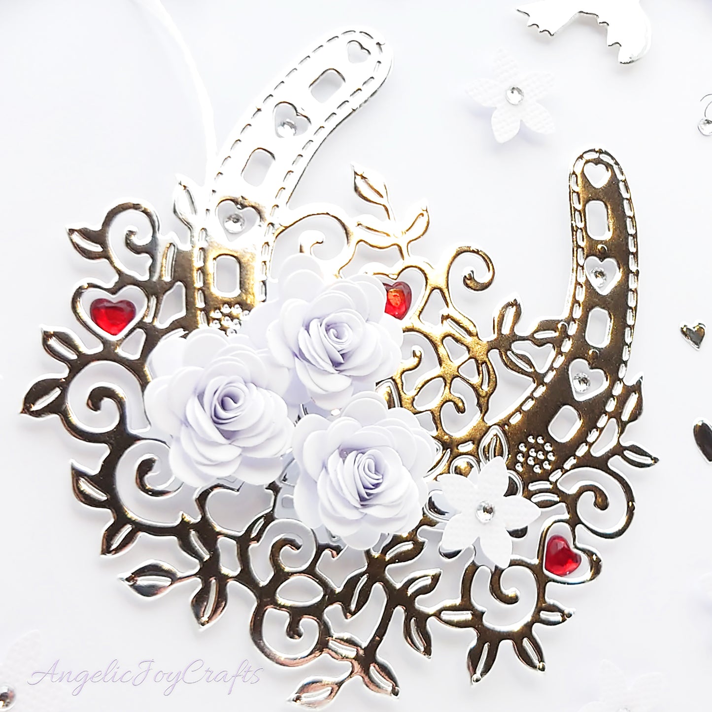 Handmade Personalised 3D Wedding Card with Lucky Floral Horseshoe + Complimentary Gift Box | Anniversary | Wedding | Engagement